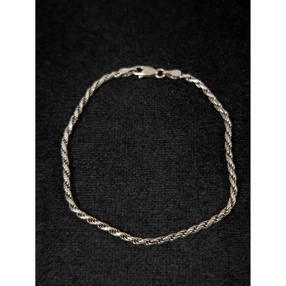 Sterling Silver 925 Twist Chain Bracelet Classic 7 inch 3.35g - Picture 1 of 7